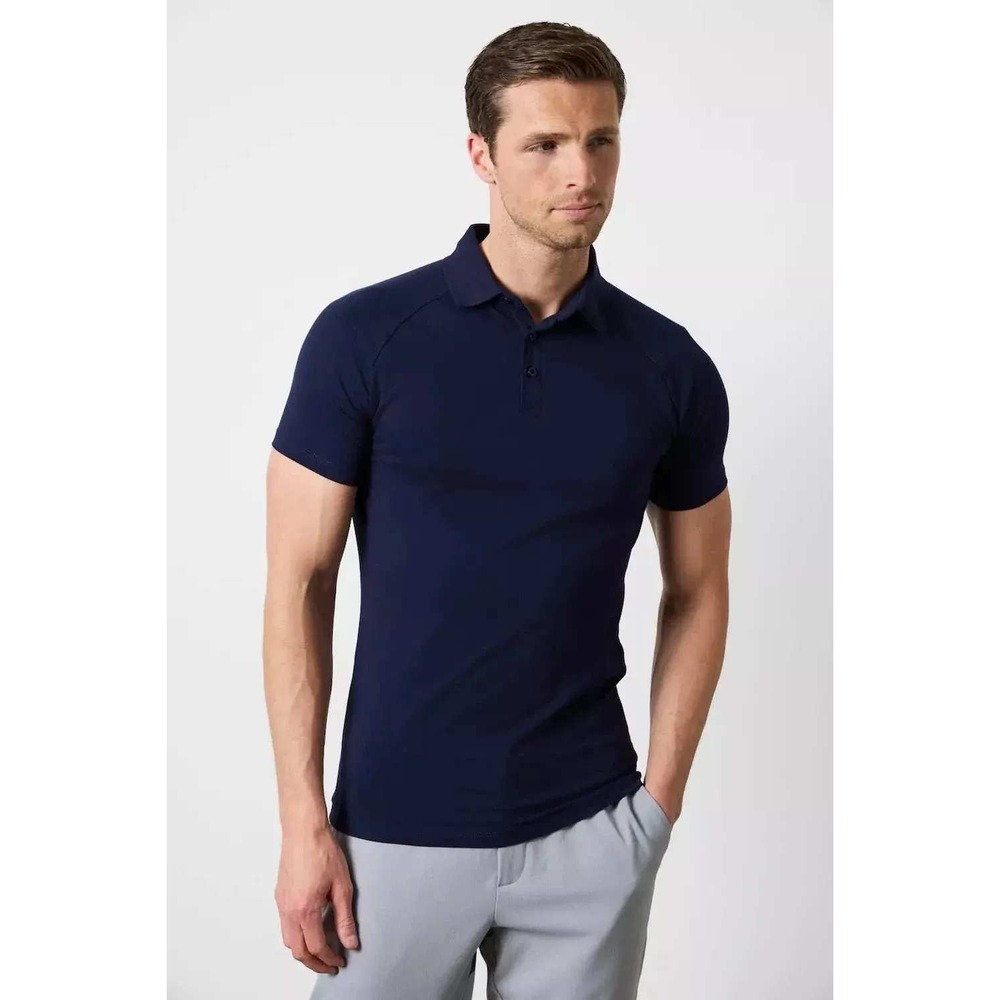 Tailored Athlete Basic Polo Shirt Mens Small Navy Blue Athletic Fit Short Sleeve
